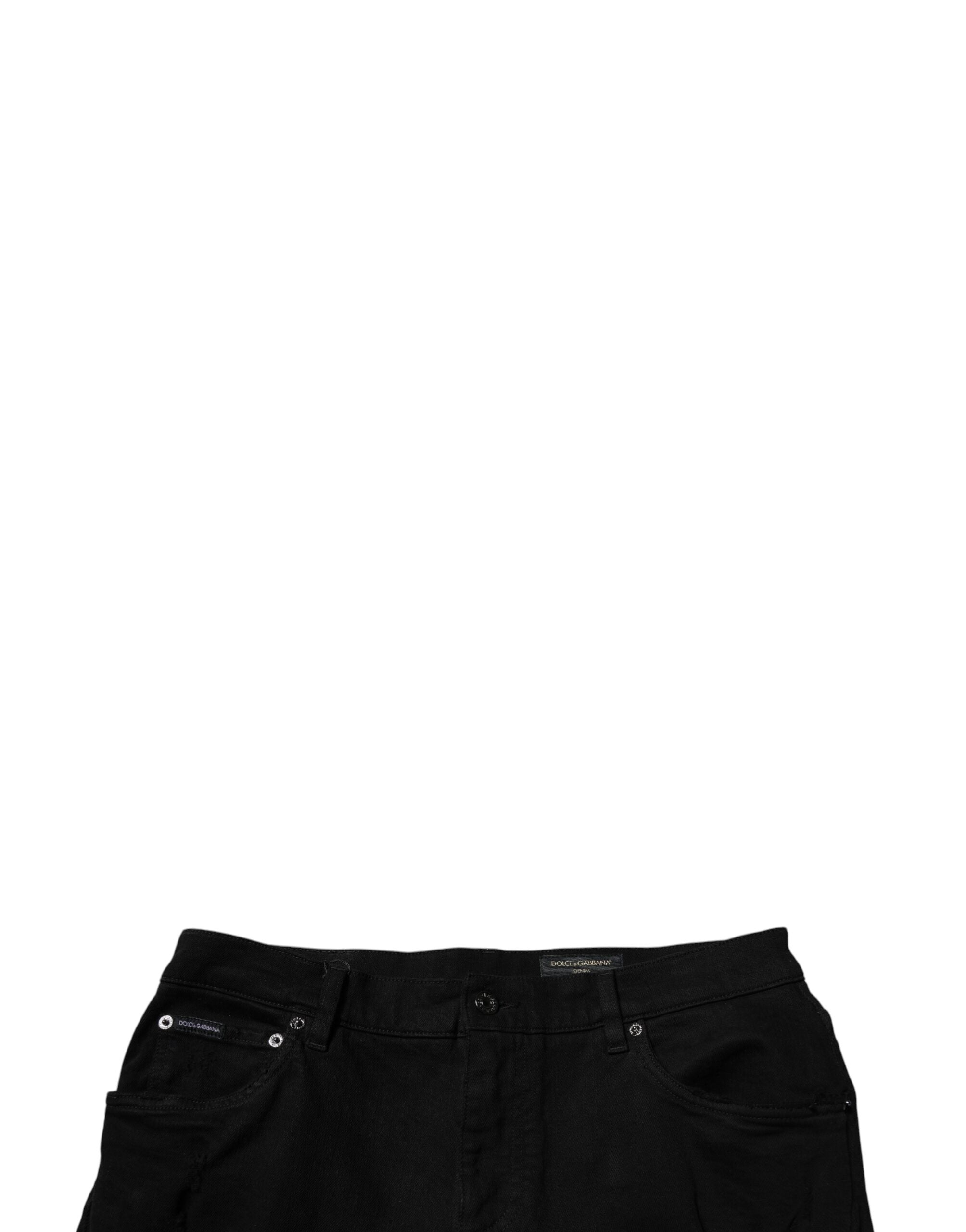 Dolce & Gabbana Black Tattered Cotton Skinny Men Denim Men's Jeans