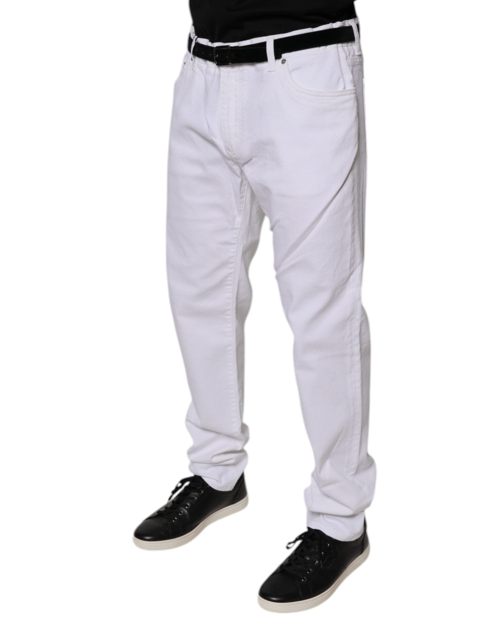 Dolce & Gabbana White Cotton Stretch Skinny Men Denim Men's Jeans
