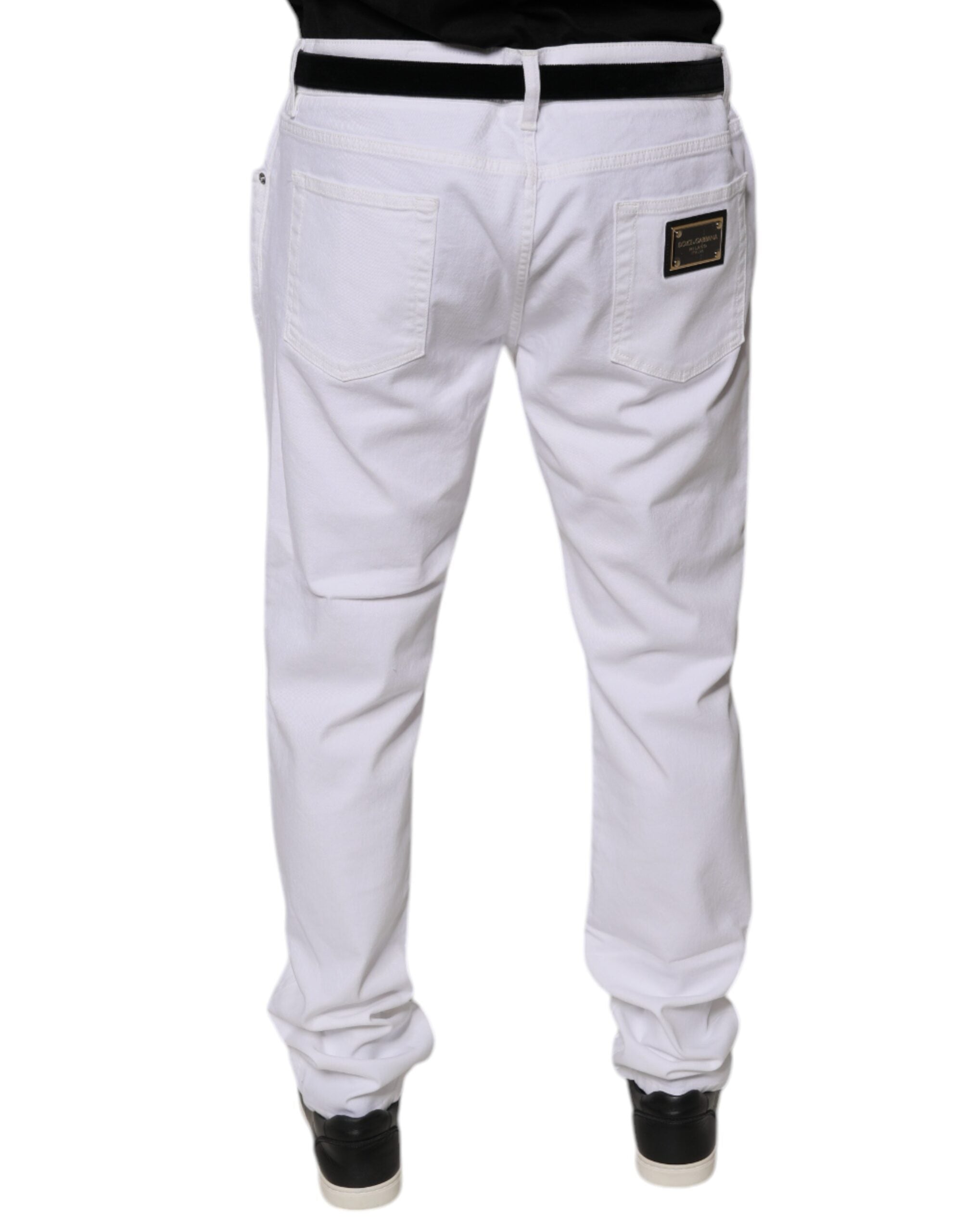 Dolce & Gabbana White Cotton Stretch Skinny Men Denim Men's Jeans