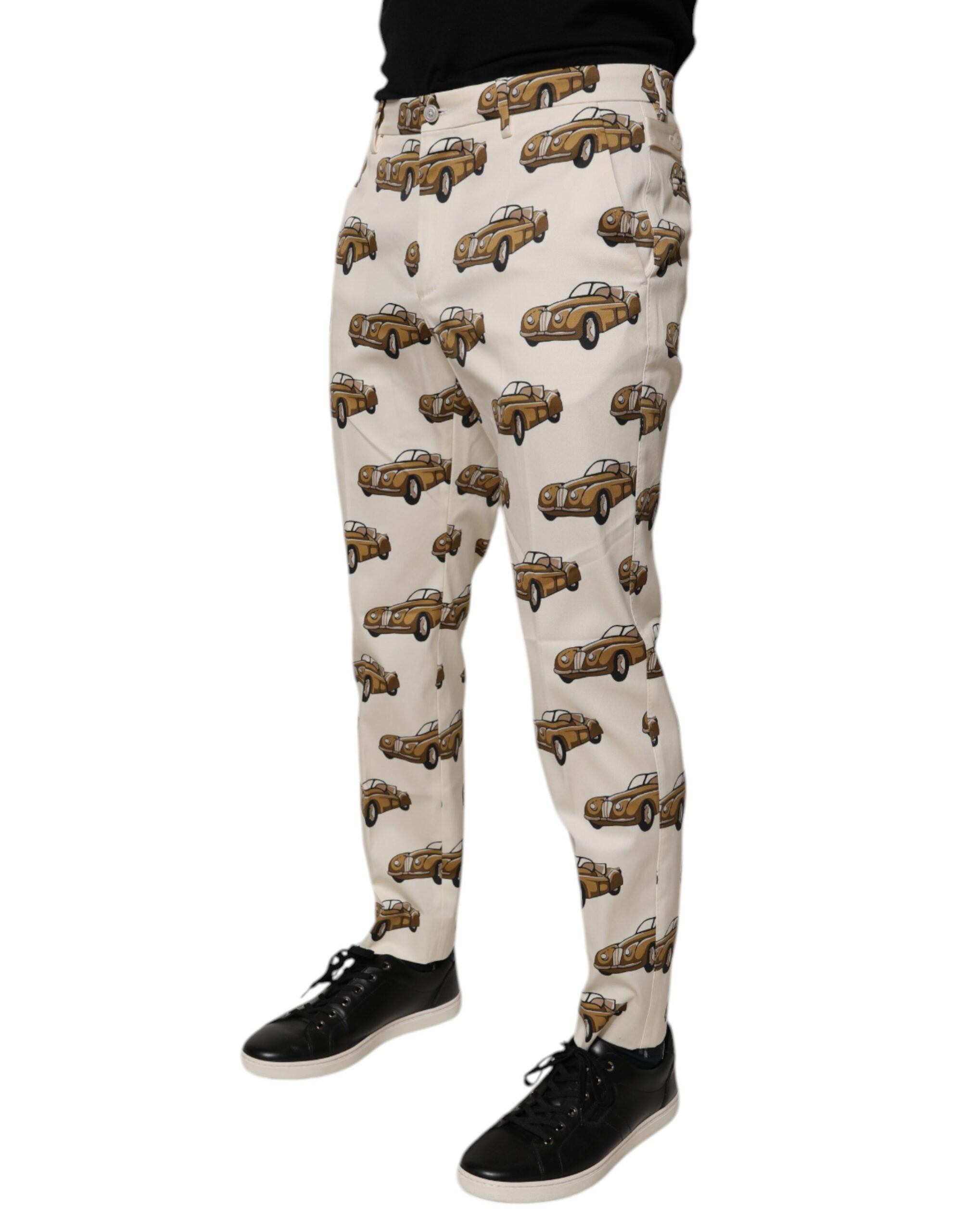 Dolce & Gabbana Off White Cars Cotton Skinny Men Denim Men's Jeans