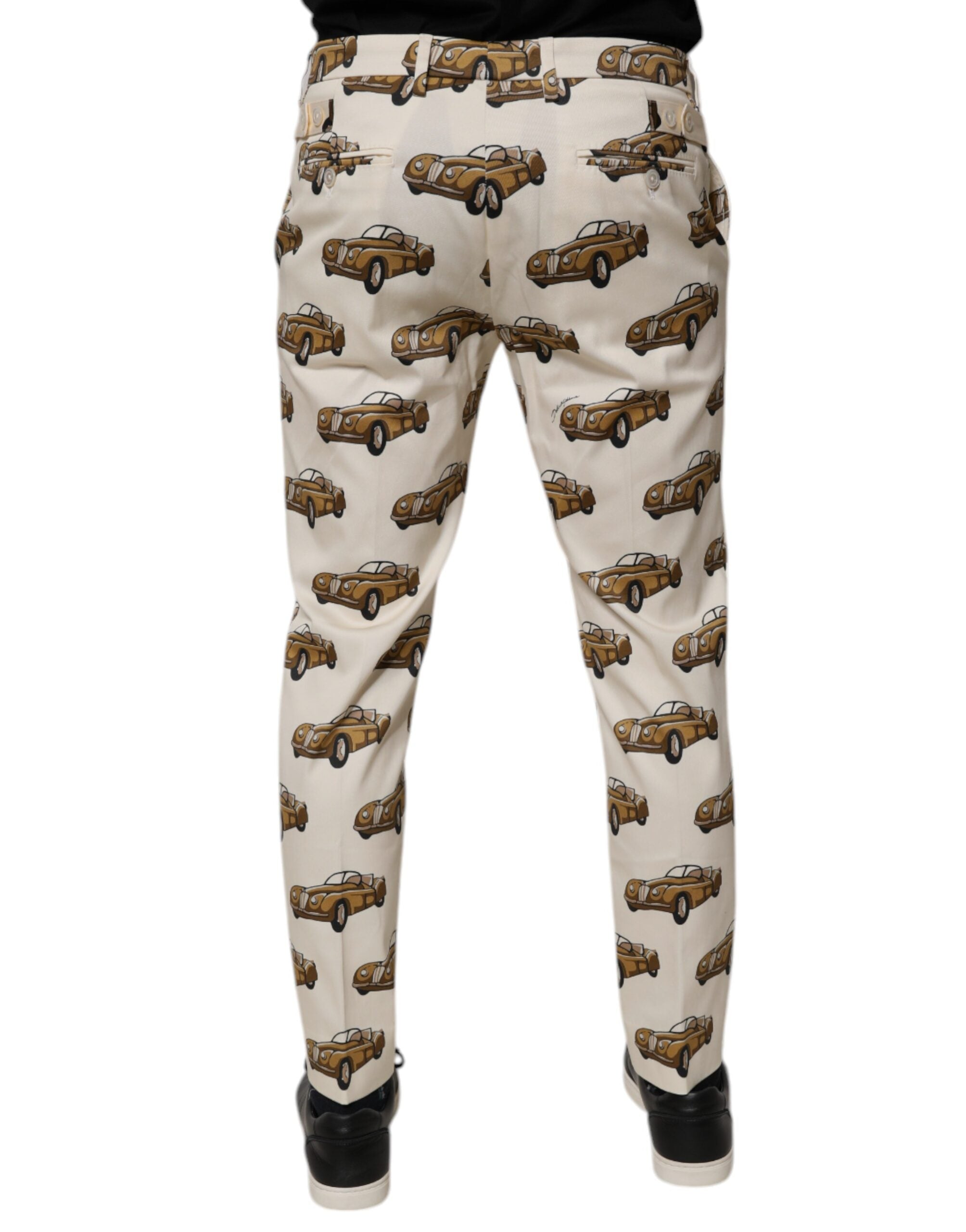 Dolce & Gabbana Off White Cars Cotton Skinny Men Denim Men's Jeans