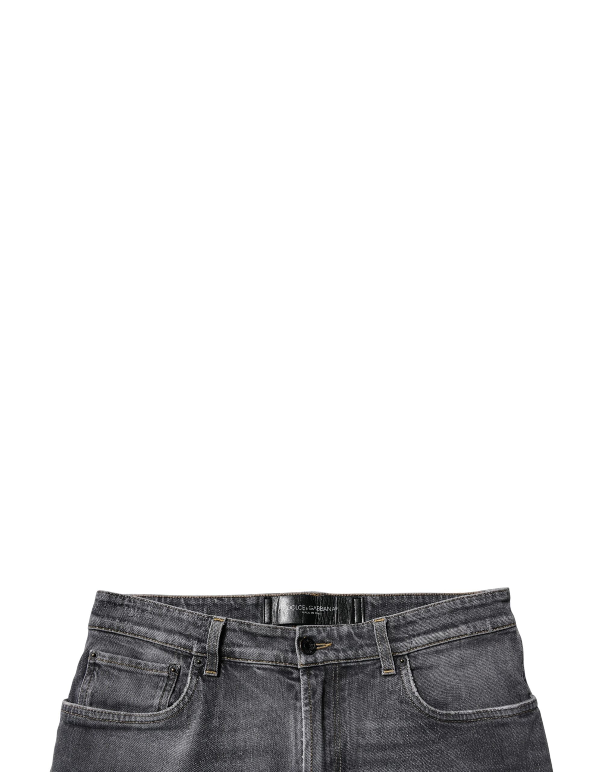 Dolce & Gabbana Dark Gray Washed Cotton Skinny Men Denim Men's Jeans (Pre-Owned)