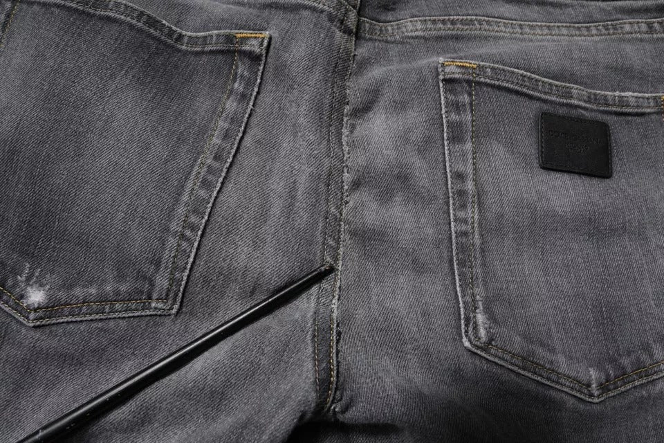Dolce & Gabbana Dark Gray Washed Cotton Skinny Men Denim Men's Jeans (Pre-Owned)