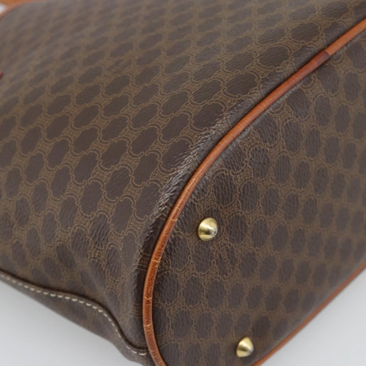 Celine Vintage Macadam Canvas And Leather Brown Canvas Tote Bag Bag (Pre-Owned)