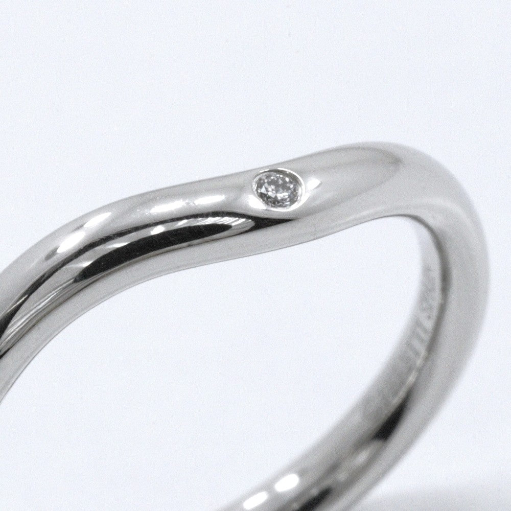 Tiffany & Co. Elsa Peretti Curved Wedding Band Platinum With Diamonds Silver Platinum Ring Jewelry (Pre-Owned)