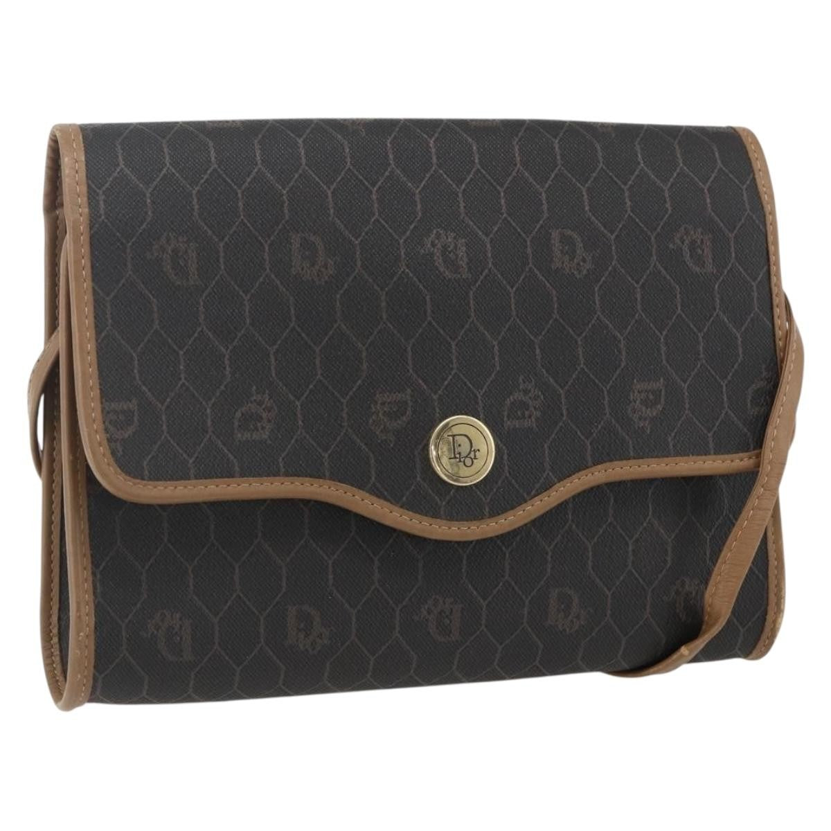 Christian Dior Vintage Honeycomb Flap Canvas And Leather Black Canvas Shoulder Bag Bag (Pre-Owned)