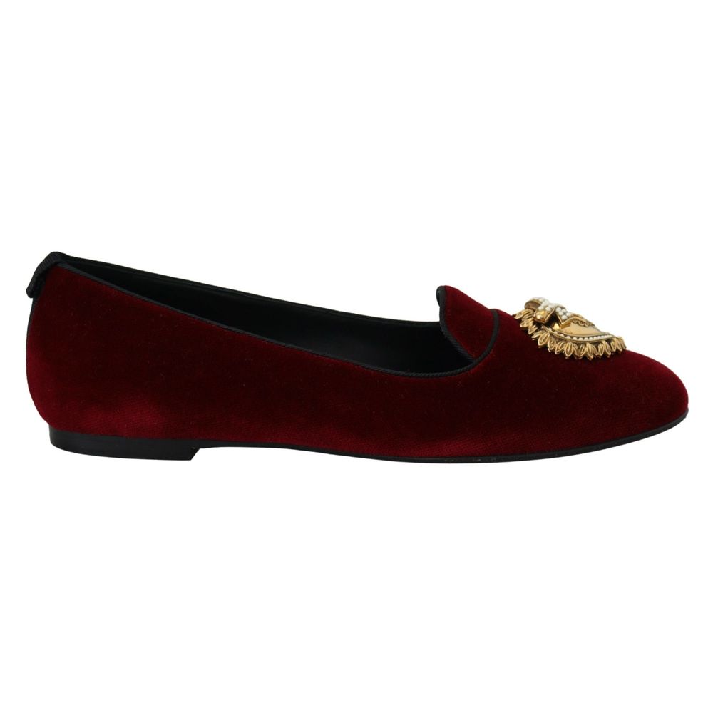 Dolce & Gabbana Burgundy Cotton Women's Flat