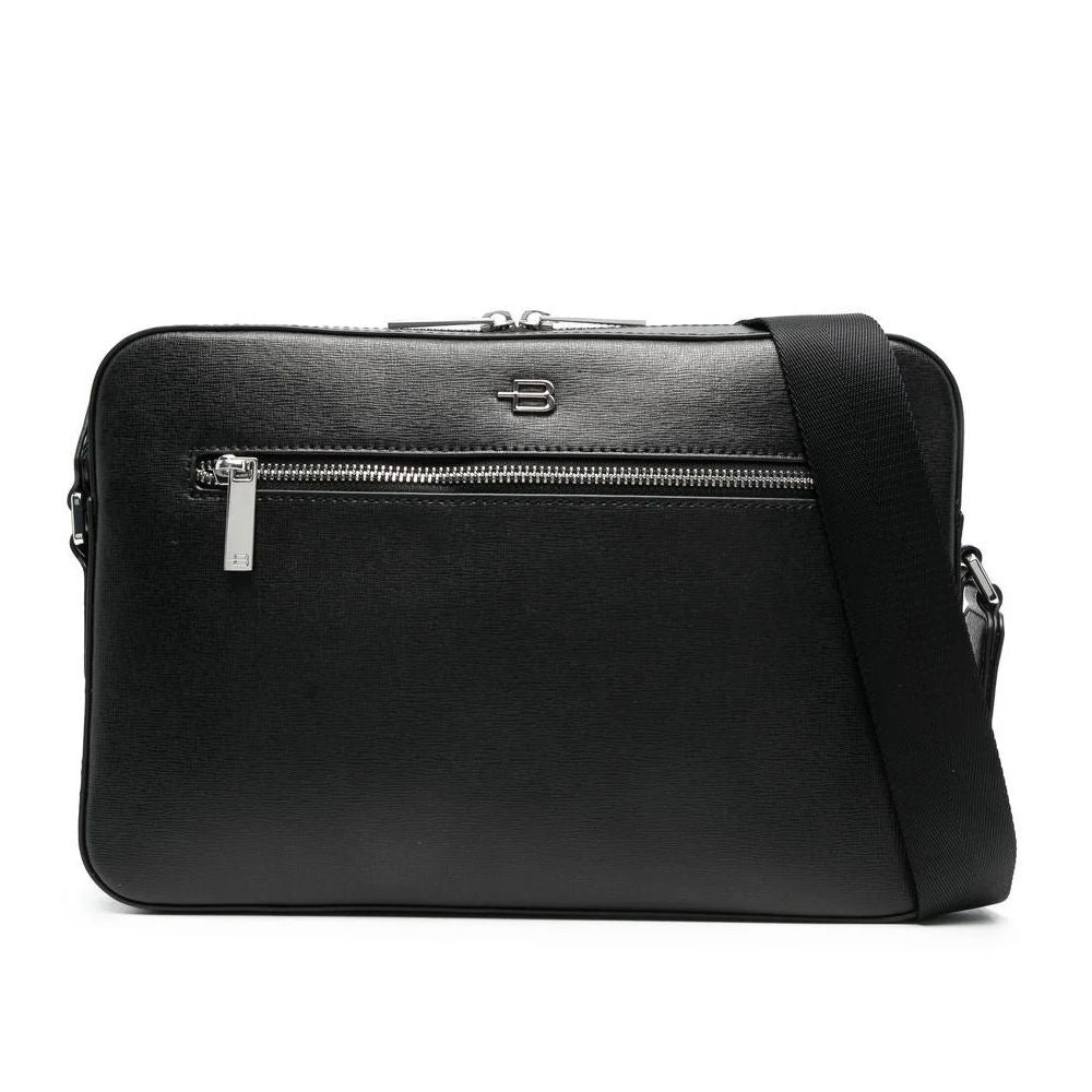 Baldinini Trend Black Leather Di Calfskin Shoulder Men's Bag