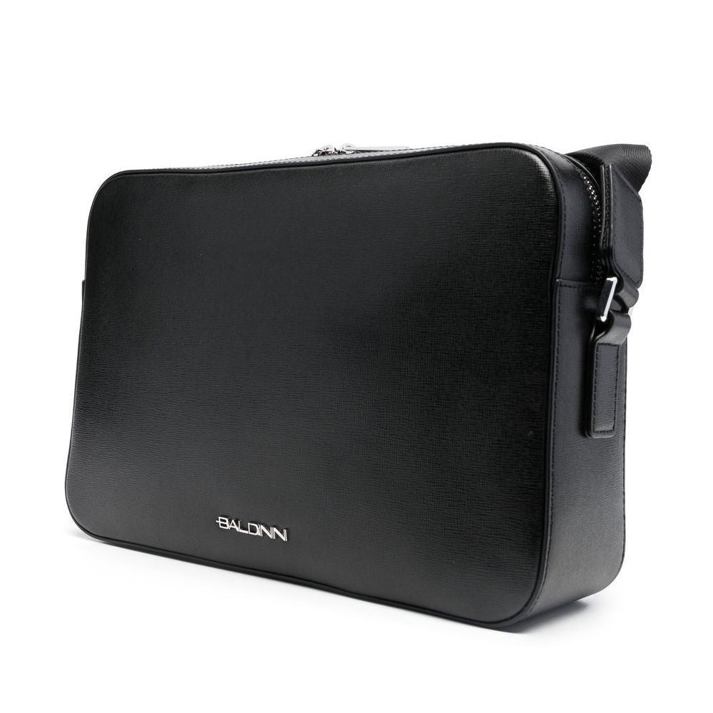 Baldinini Trend Black Leather Di Calfskin Shoulder Men's Bag