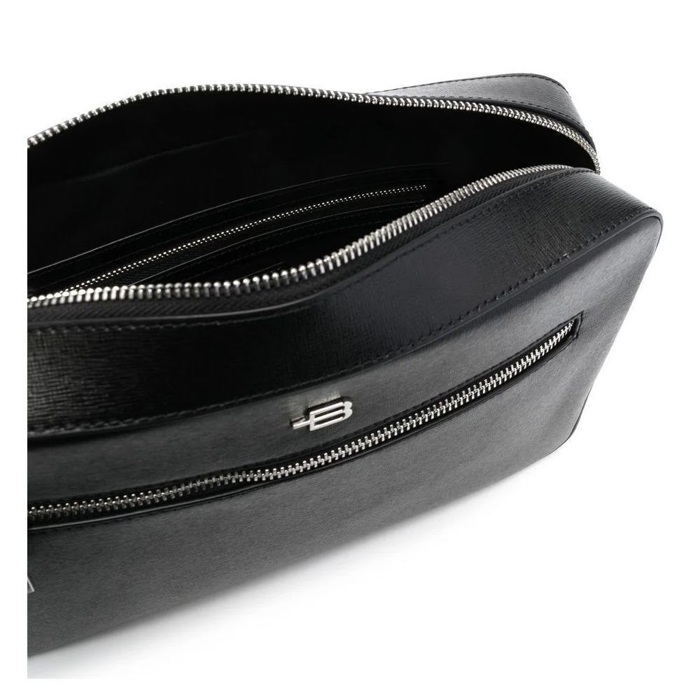 Baldinini Trend Black Leather Di Calfskin Shoulder Men's Bag