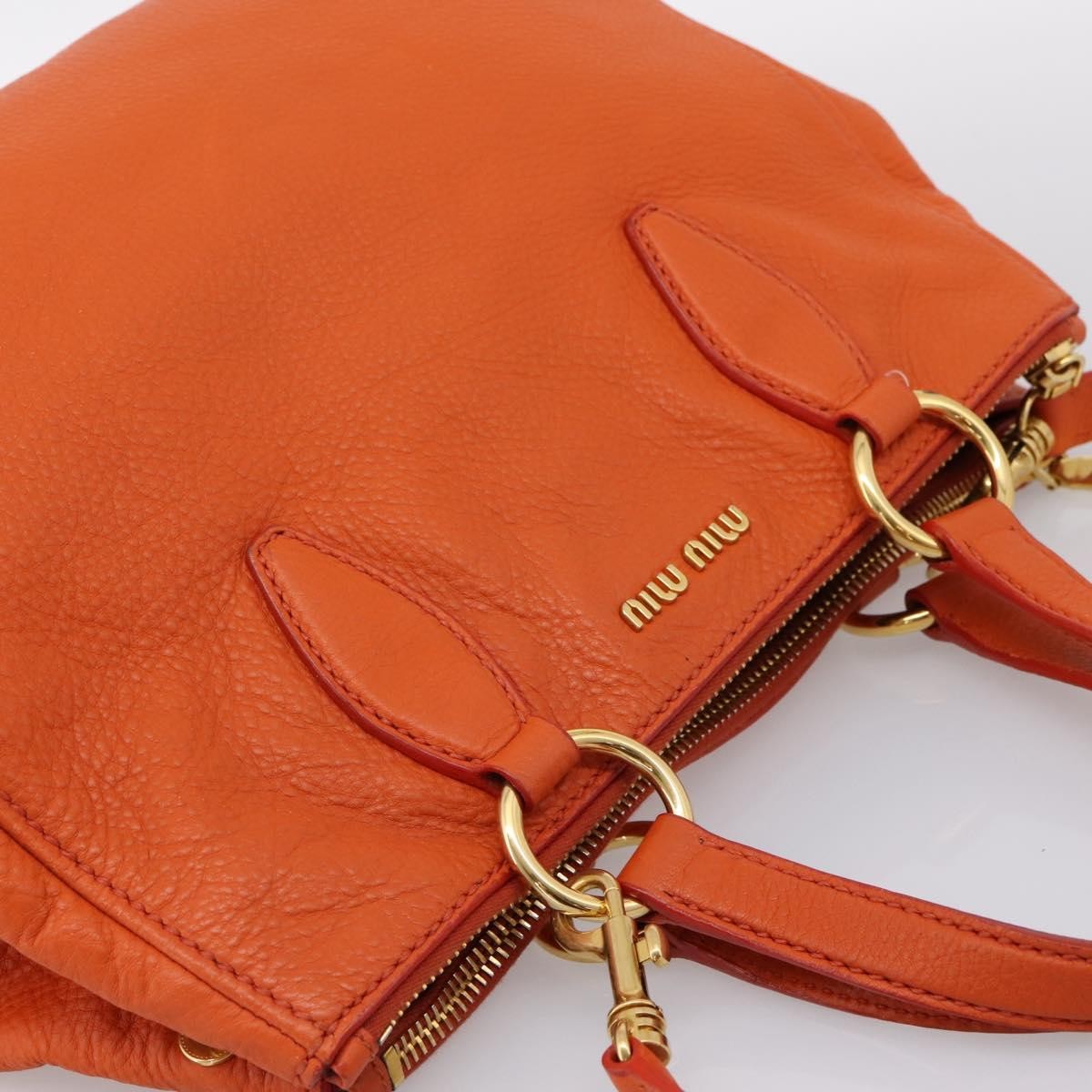 Miu Miu Caribou Convertible Tote Leather Orange Leather Handbag (Pre-Owned)