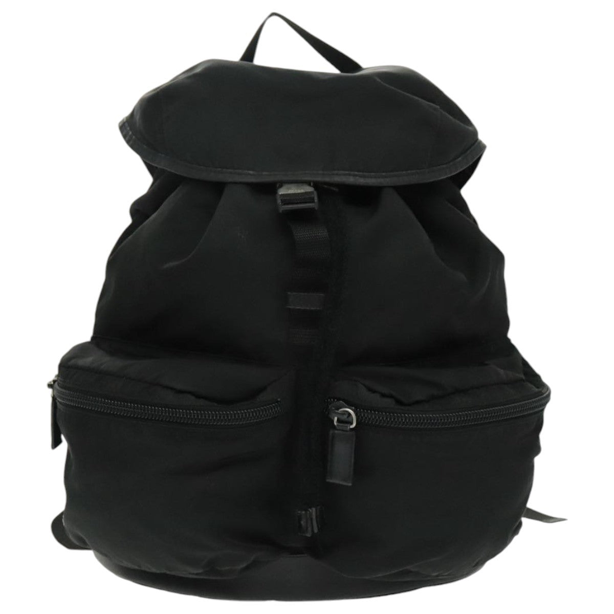 Prada Double Front Pocket Tessuto Black Nylon Backpack Bag (Pre-Owned)