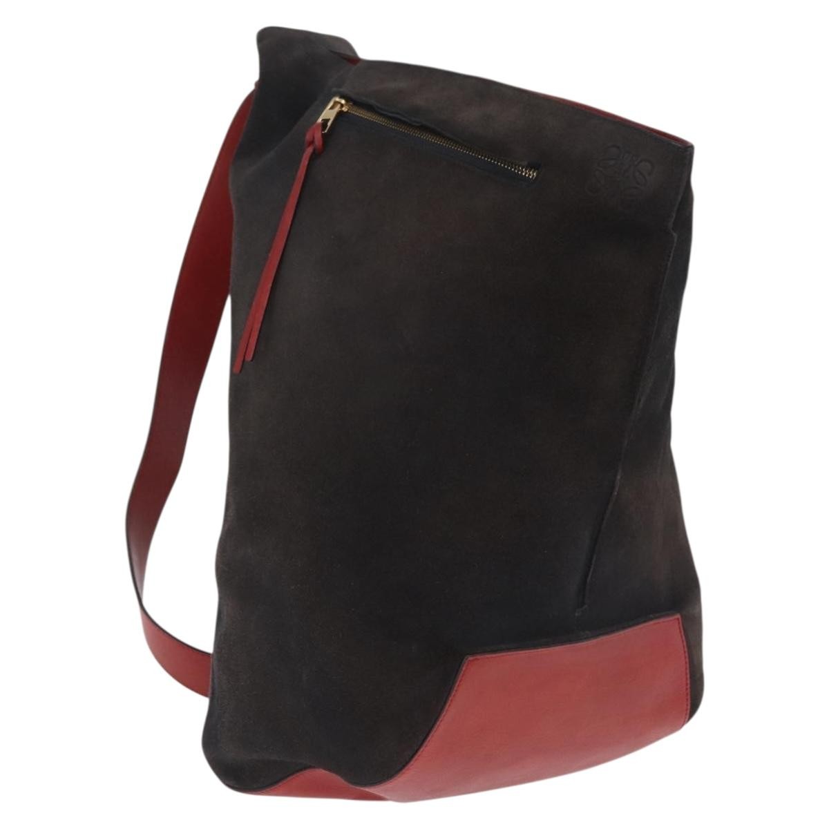 Loewe Anton Suede Brown Suede Backpack Bag (Pre-Owned)