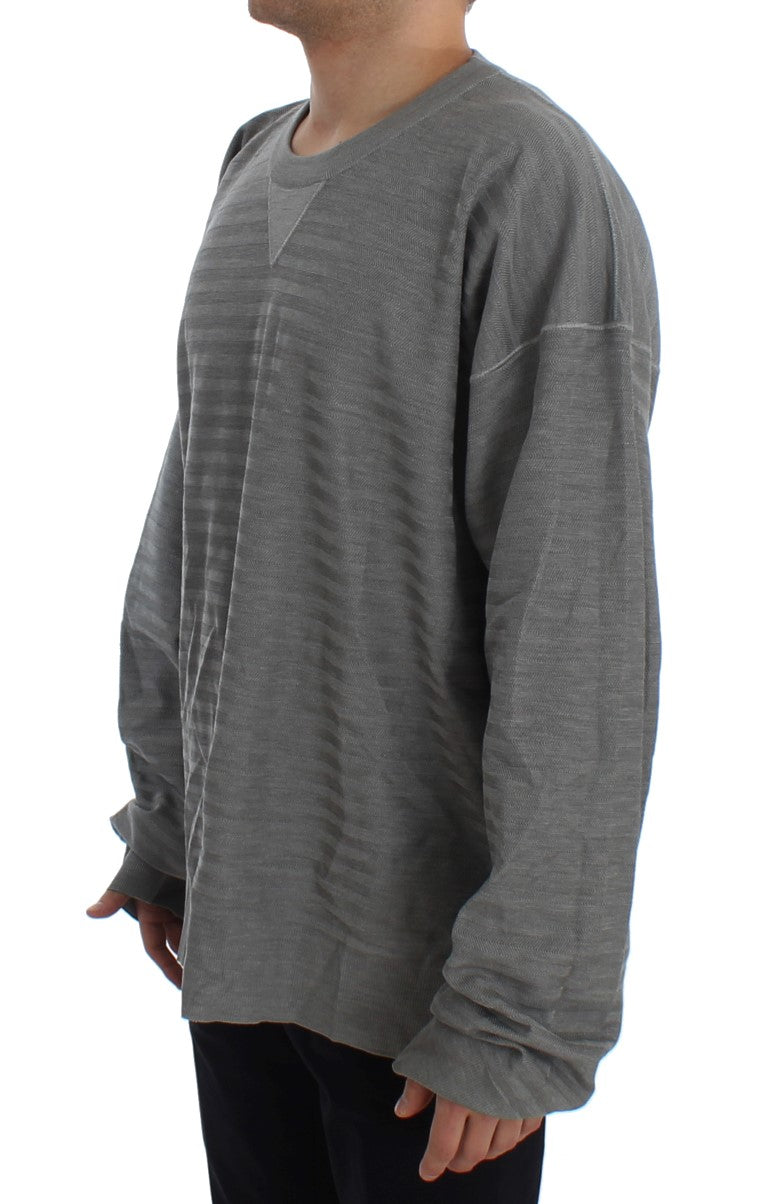 Dolce & Gabbana Gray Crewneck Pullover Silk Men's Sweater