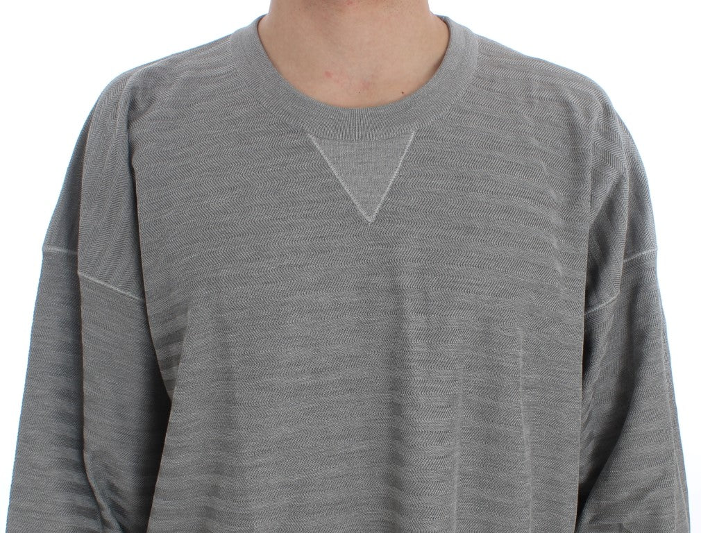 Dolce & Gabbana Gray Crewneck Pullover Silk Men's Sweater