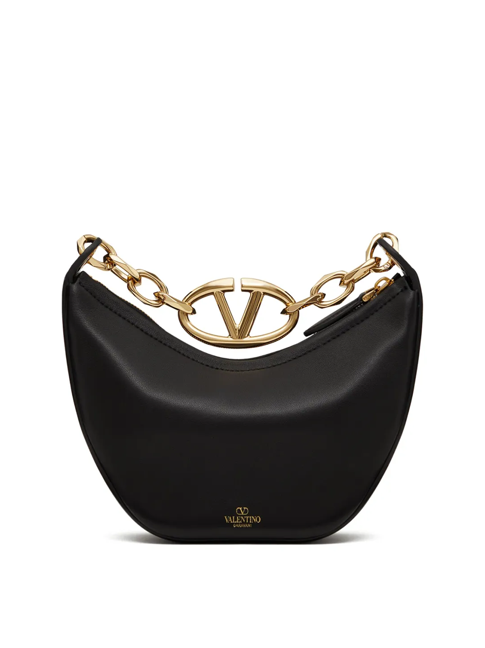 Valentino Garavani Black Leather Mini Hobo Vlogo Shoulder Women's Bag