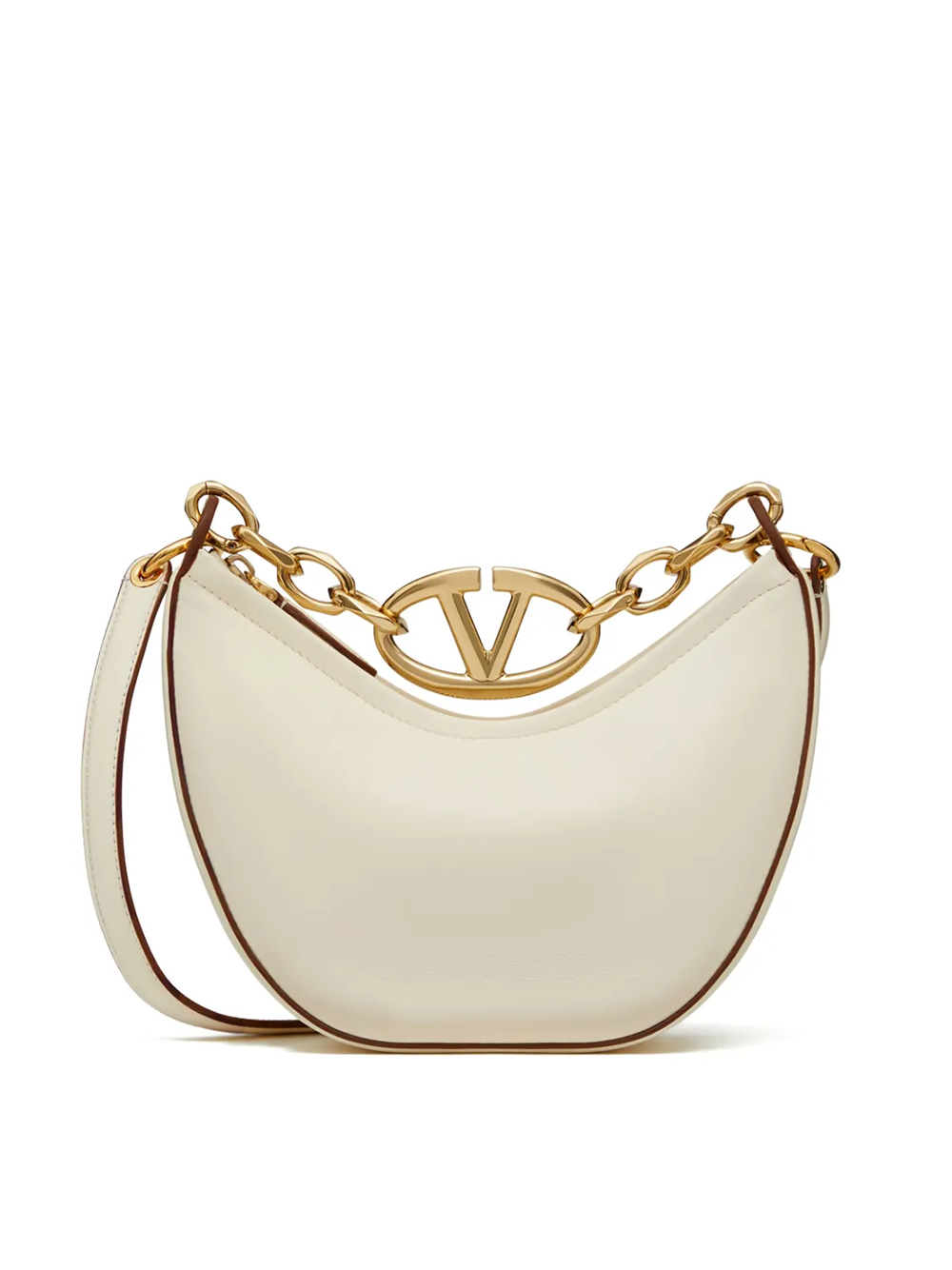 Valentino Garavani Ivory Leather Mini Hobo Vlogo Shoulder Women's Bag