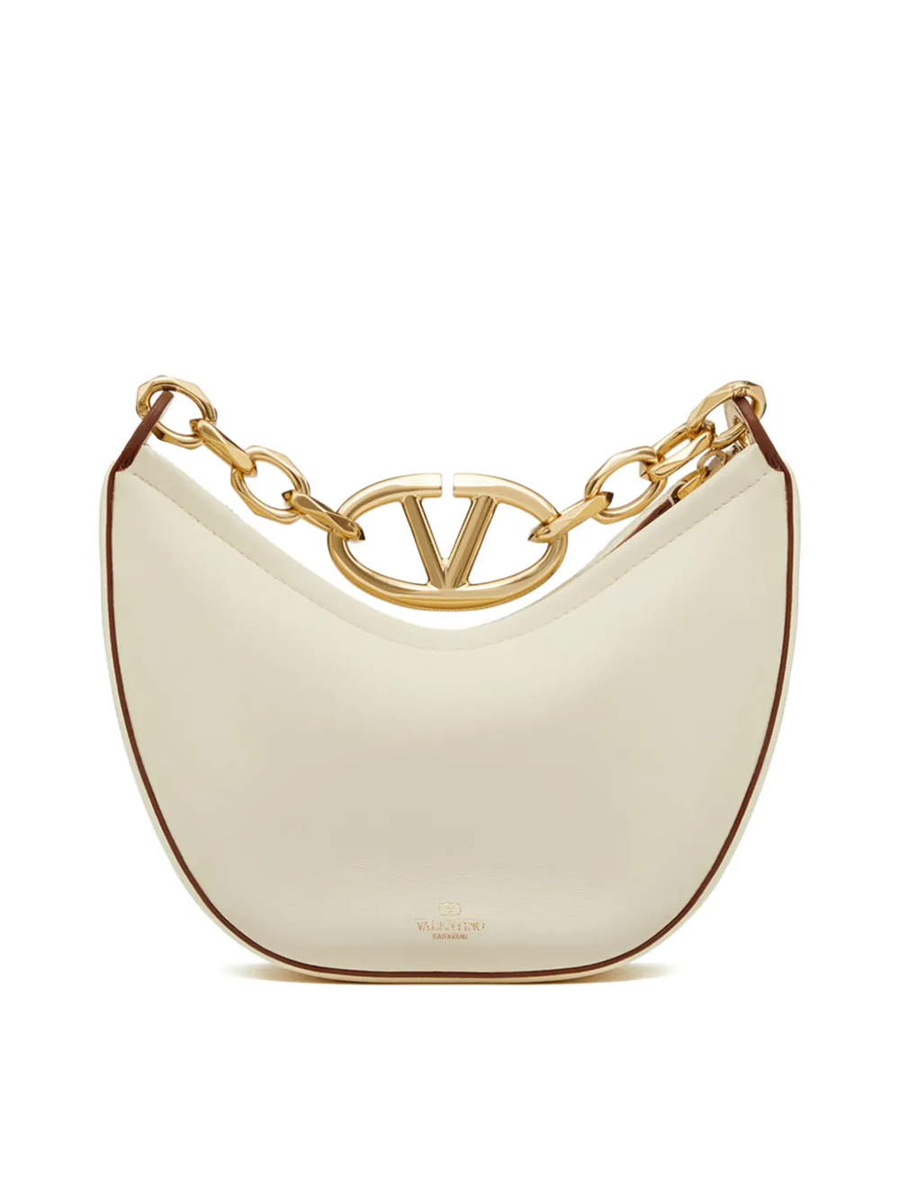 Valentino Garavani Ivory Leather Mini Hobo Vlogo Shoulder Women's Bag