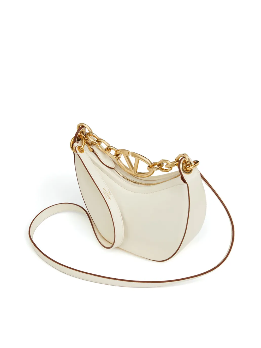 Valentino Garavani Ivory Leather Mini Hobo Vlogo Shoulder Women's Bag