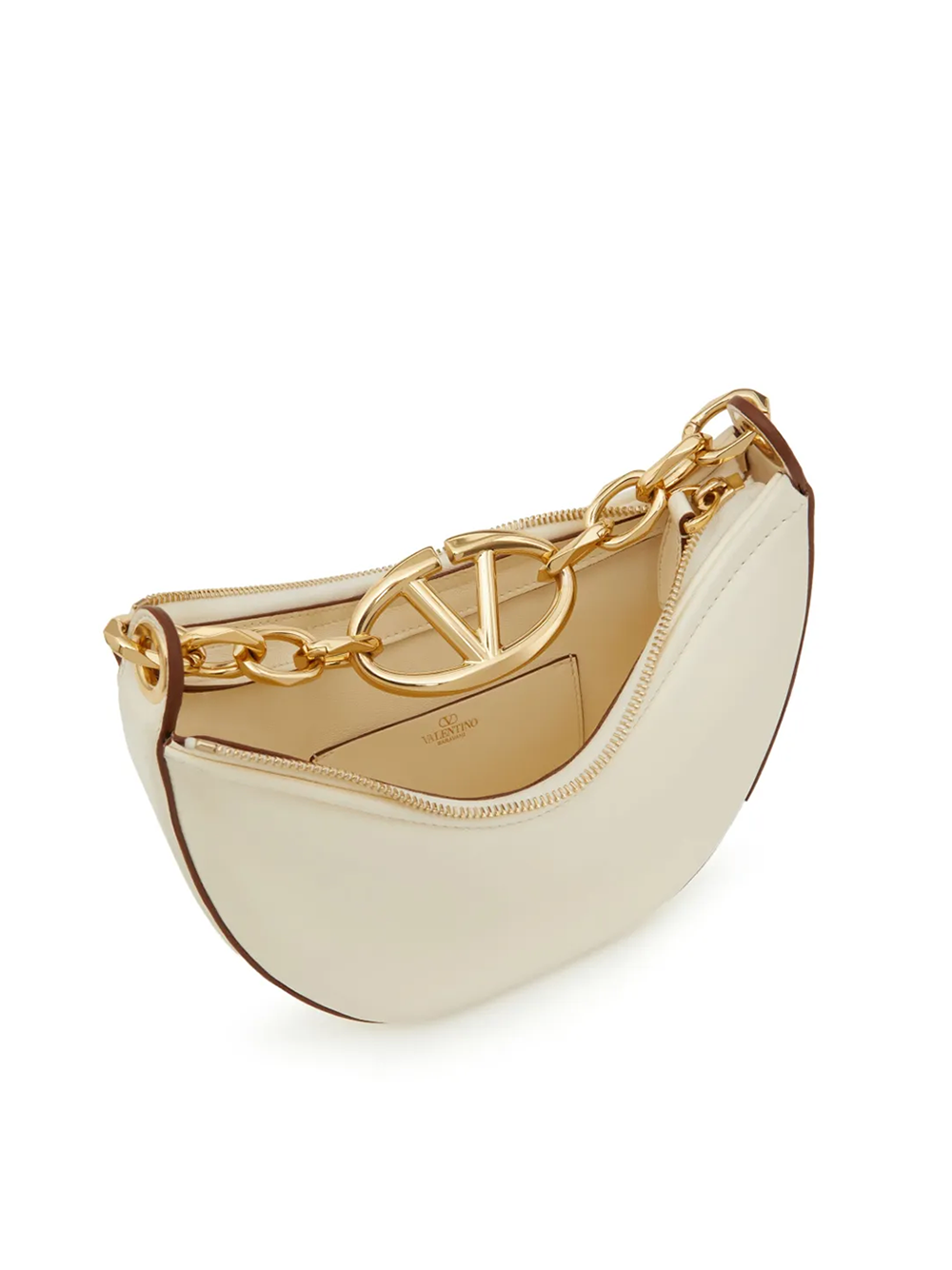 Valentino Garavani Ivory Leather Mini Hobo Vlogo Shoulder Women's Bag