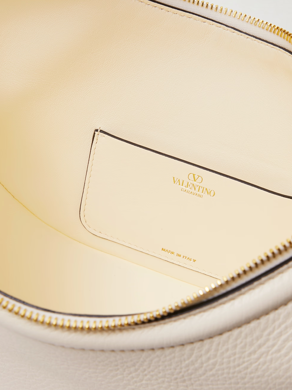 Valentino Garavani Ivory Leather Small Hobo Vlogo Shoulder Women's Bag