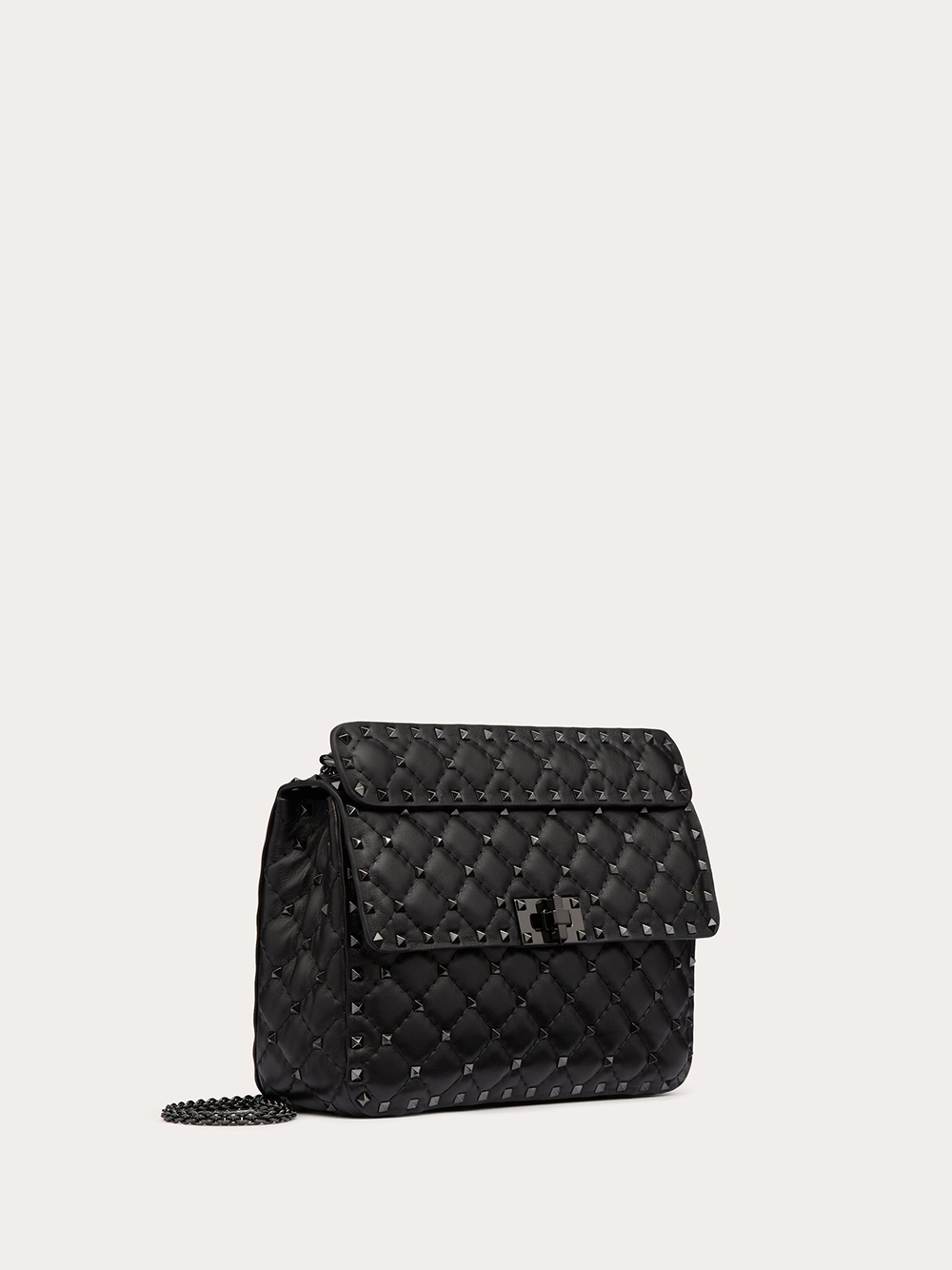 Valentino Garavani Black Nappa Leather Medium Rockstudt Spike Women's Bag