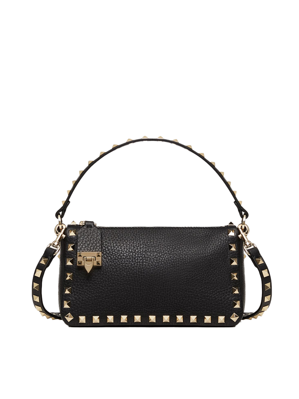 Valentino Garavani Black Garnet Calfskin Small Rockstud Shoulder Women's Bag