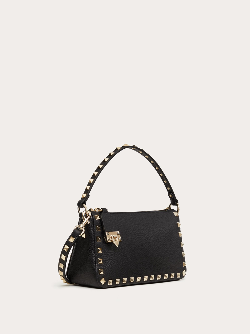 Valentino Garavani Black Garnet Calfskin Small Rockstud Shoulder Women's Bag