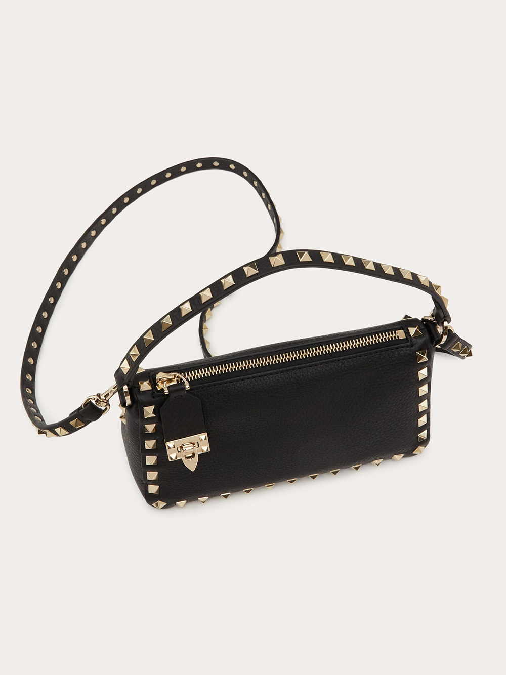 Valentino Garavani Black Garnet Calfskin Small Rockstud Shoulder Women's Bag