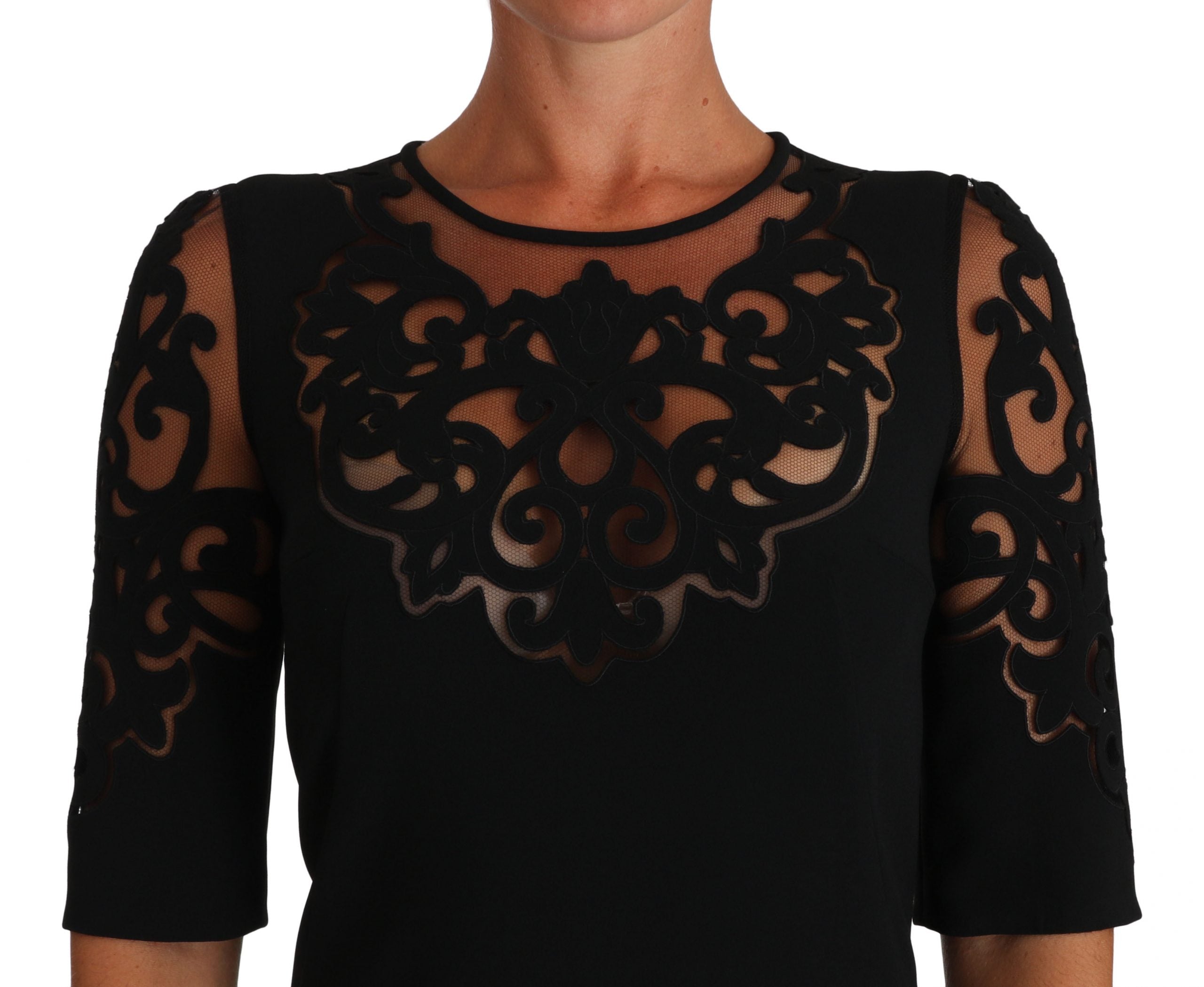 Dolce & Gabbana Black Floral Cut Out Pattern Coctail Women's Dress
