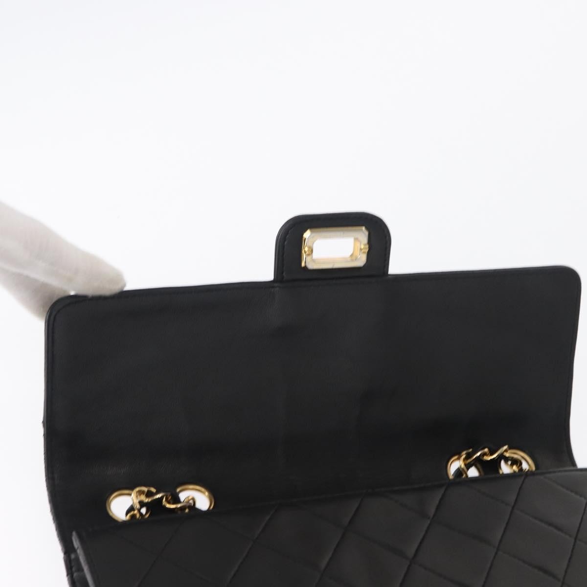 Chanel Vintage Mademoiselle Lock Trapezoid Flap Quilted Lambskin Black Leather Shoulder Bag Bag (Pre-Owned)