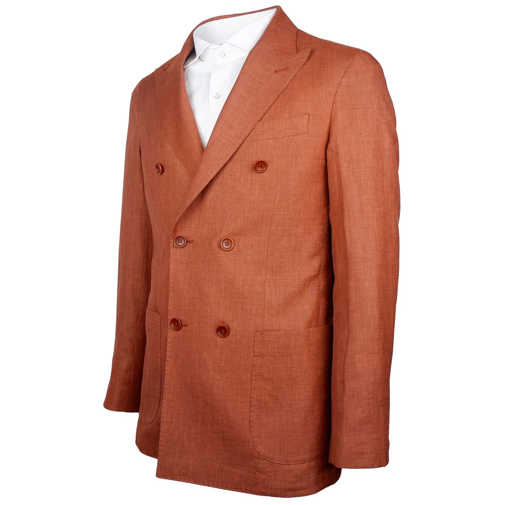 Made in Italy Brown Linen Men's Blazer