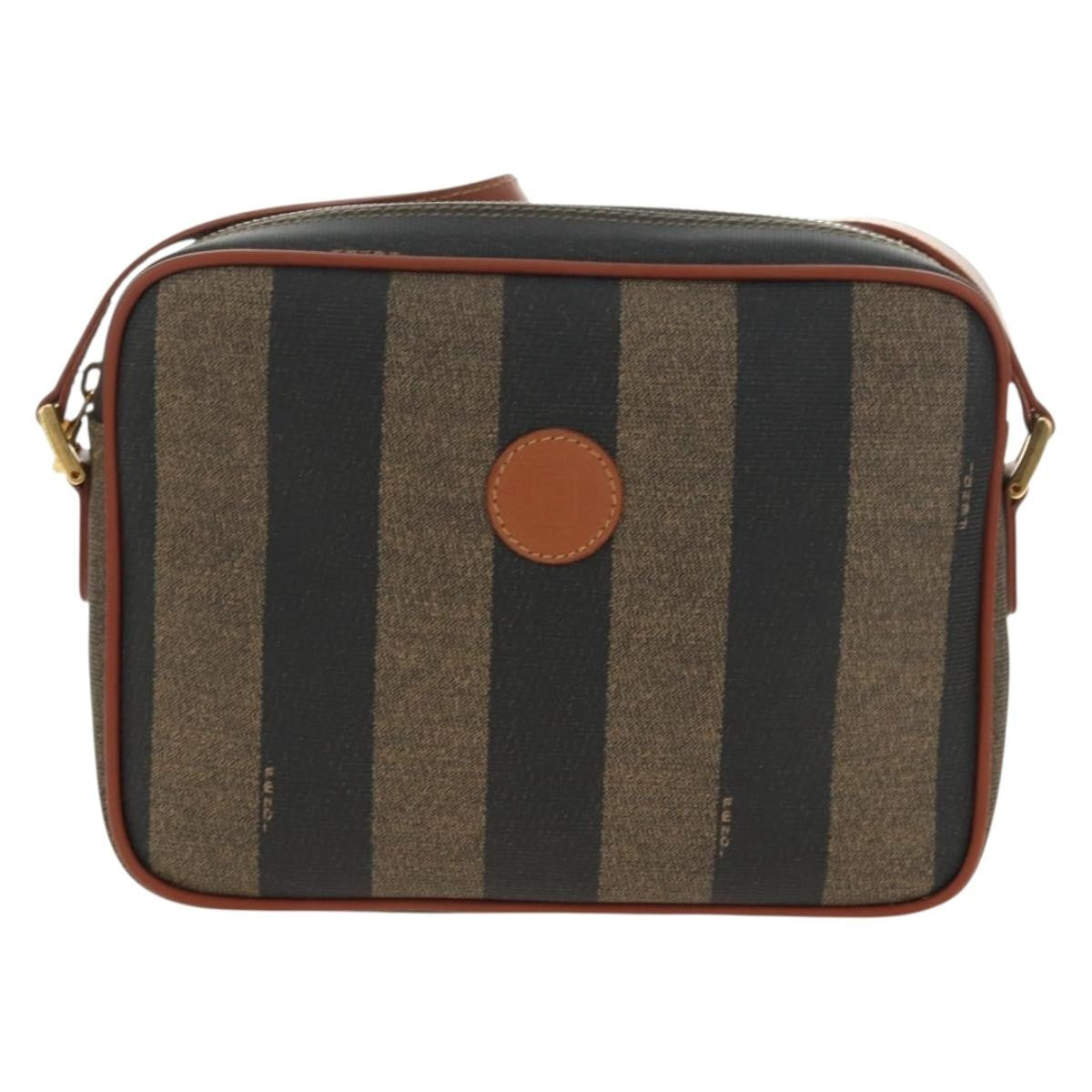 Fendi Vintage Pequin Coated Canvas Brown Canvas Tote Bag Bag (Pre-Owned)