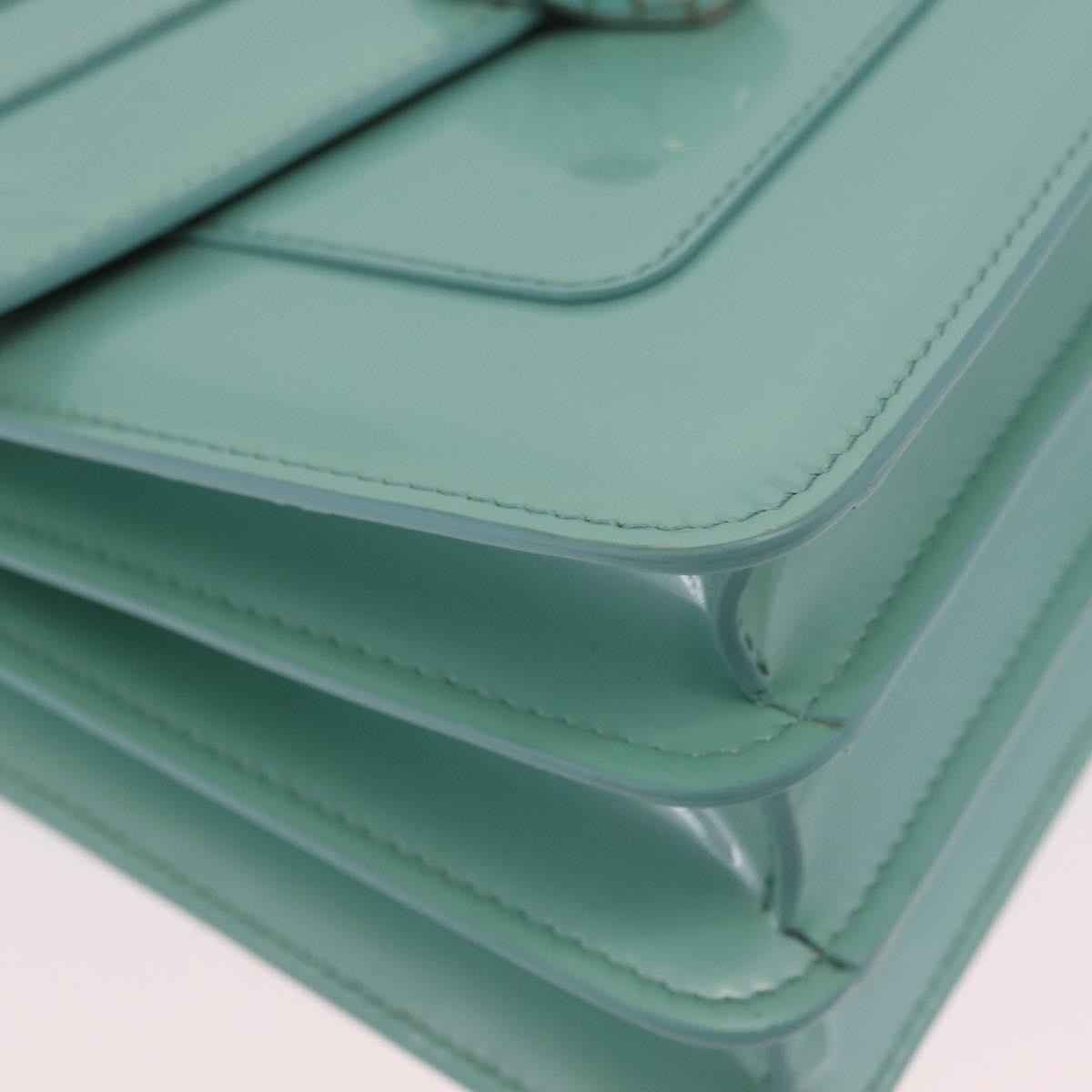 Bvlgari Serpenti Forever Top Handle Patent Green Patent_Leather Handbag (Pre-Owned)