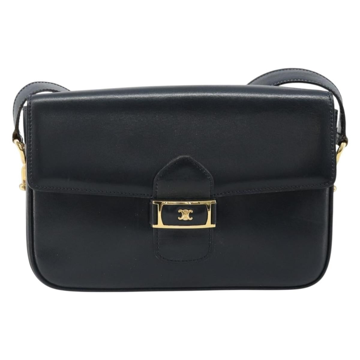 Celine Shoulder Leather Navy Leather Shoulder Bag Bag (Pre-Owned)