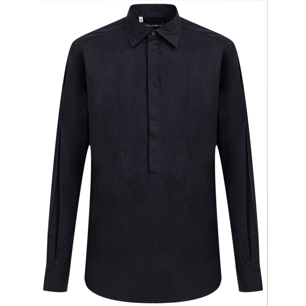 Dolce & Gabbana Navy Blue Cotton Dress Men's Shirt