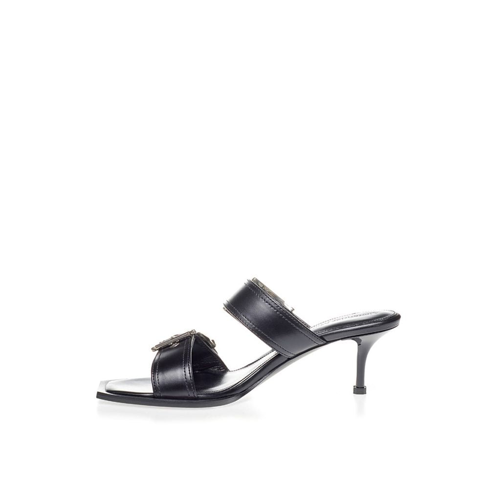 Alexander McQueen Black Leather Stiletto Heel Women's Sandals