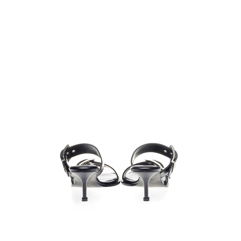 Alexander McQueen Black Leather Stiletto Heel Women's Sandals