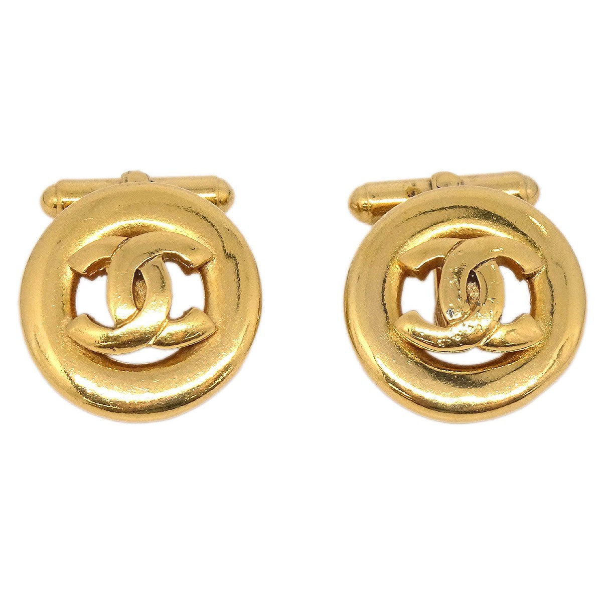 Chanel Logo Button Metal Gold Gold_Plated Cufflinks Jewelry (Pre-Owned)