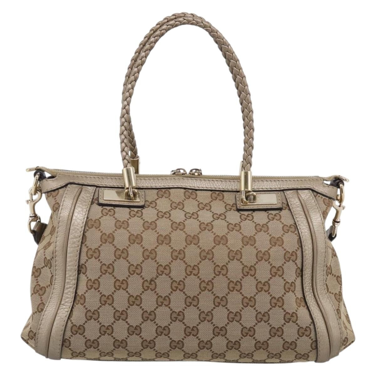 Gucci Bella Convertible Top Handle Gg Canvas Beige Canvas Handbag (Pre-Owned)