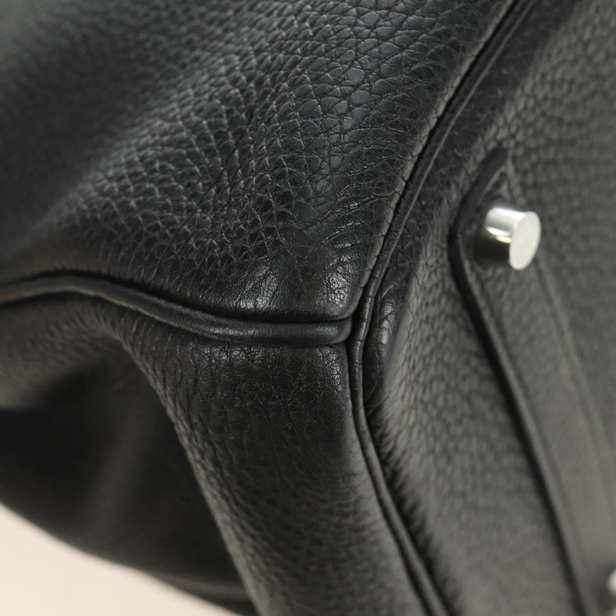 Hermes Birkin Black Clemence With Palladium Hardware Black Leather Handbag (Pre-Owned)