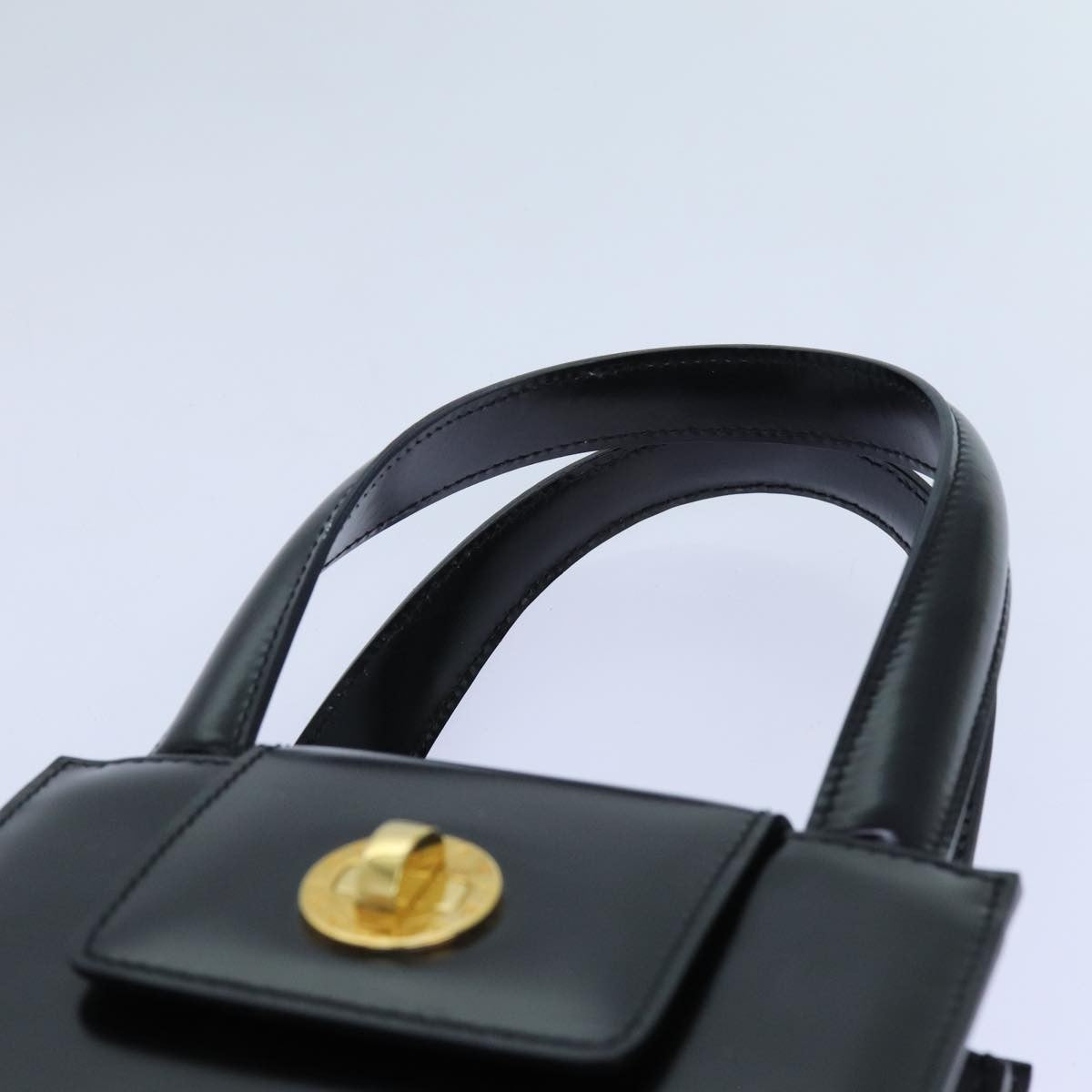 Bvlgari Handbag Leather Black Leather Handbag (Pre-Owned)