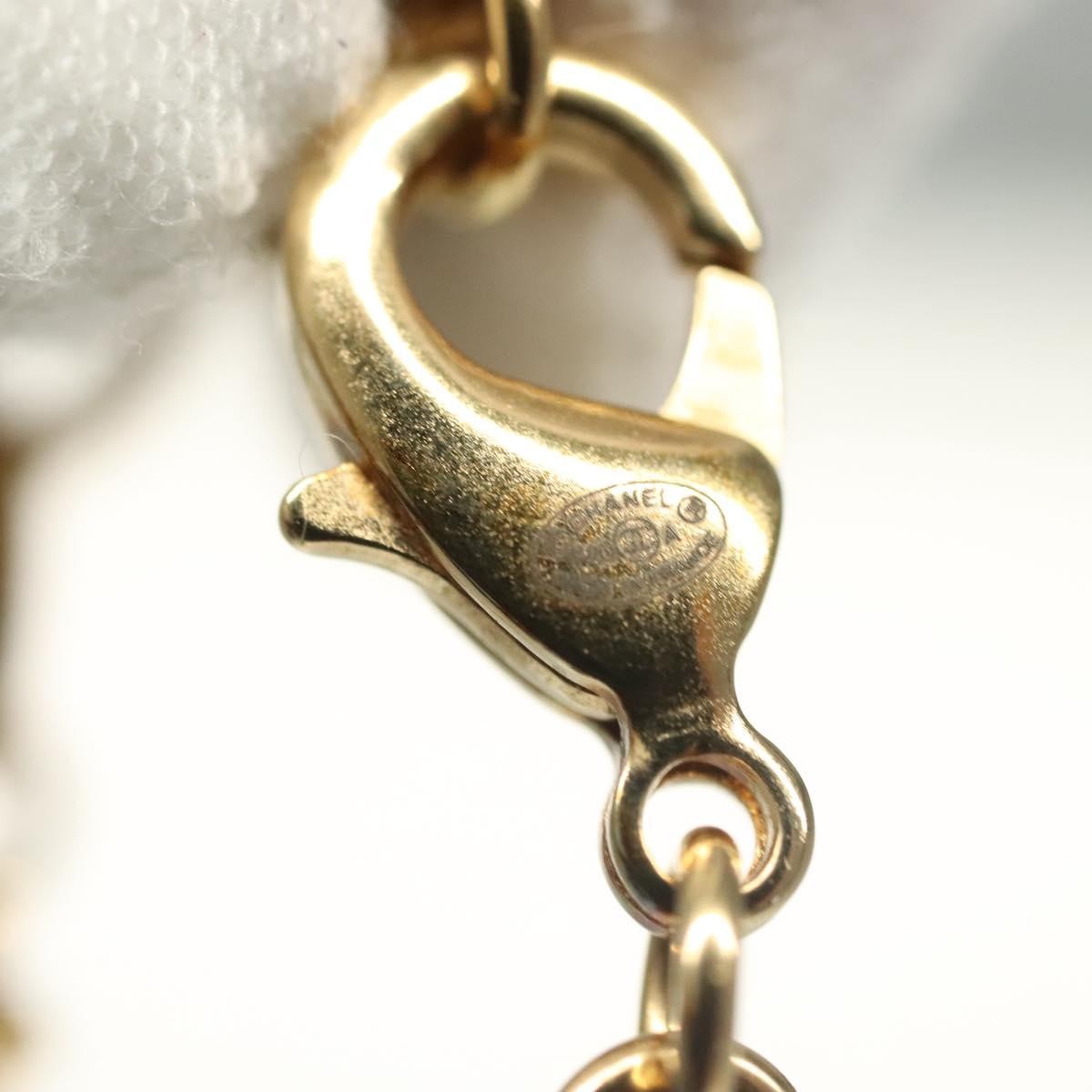 Chanel Cc Perfume Bottle Pendant Chain Long Metal With Leather, Crystals And Faux Pearl Gold Metal Necklace Jewelry (Pre-Owned)
