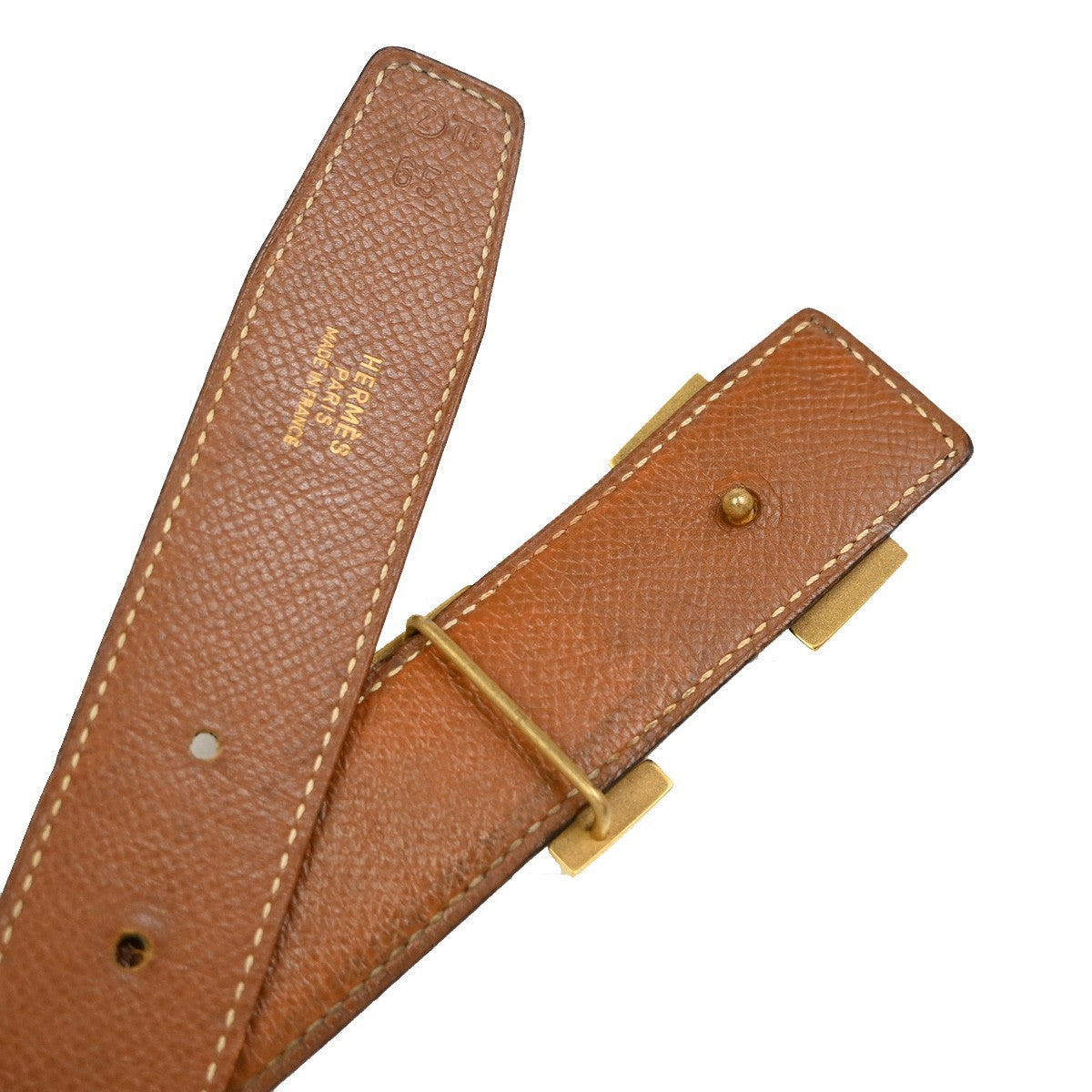 Hermes Constance Reversible Belt Leather Black Leather Belts Accessory (Pre-Owned)