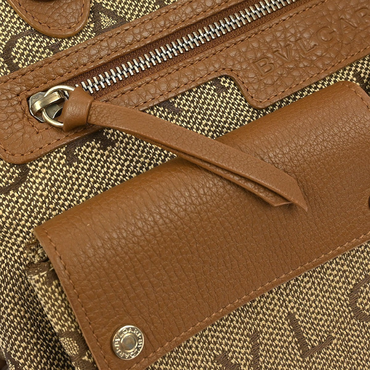 Bvlgari Logomania Canvas Brown Canvas Handbag (Pre-Owned)
