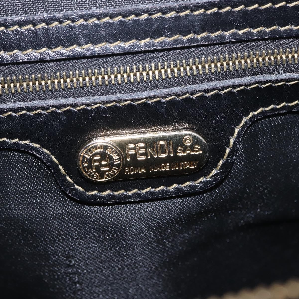 Fendi Vintage Pequin Boston Coated Canvas Brown Canvas Handbag (Pre-Owned)