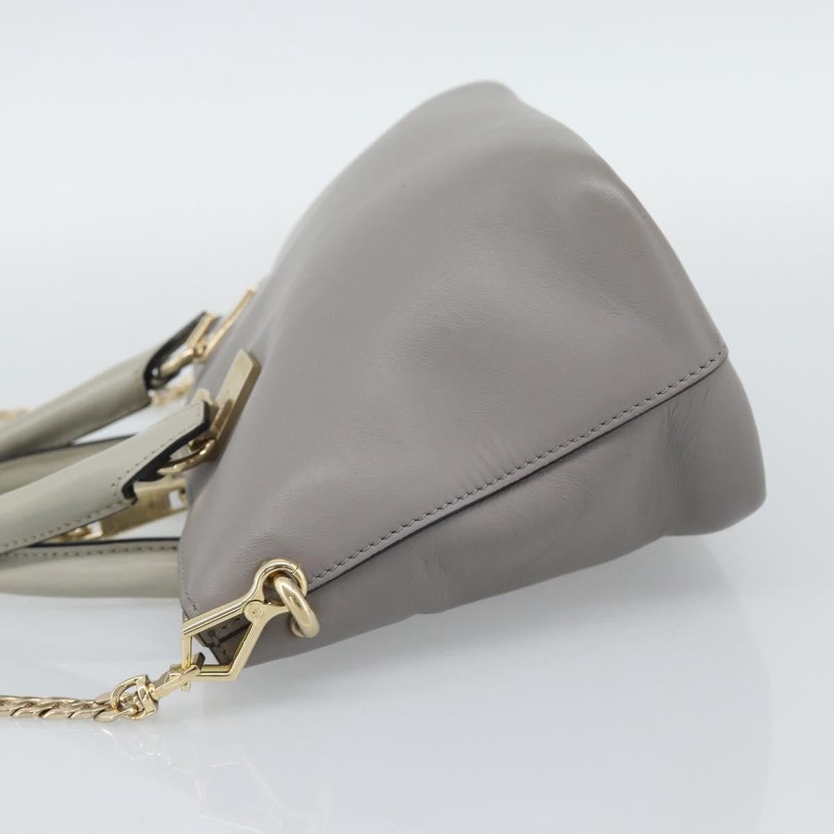 Chloe Bicolor Baylee Satchel Leather Gray Leather Handbag (Pre-Owned)