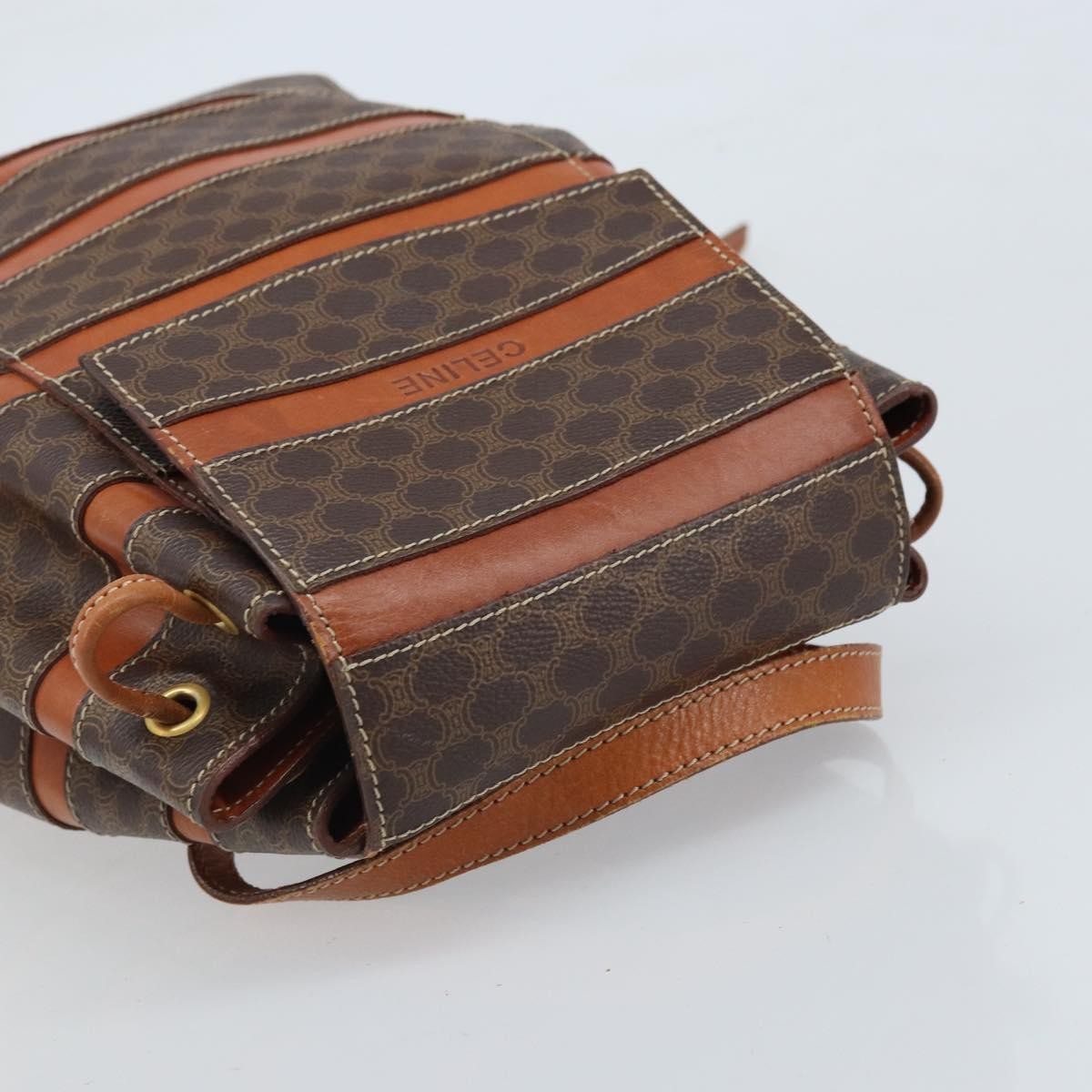 Celine Vintage Macadam Canvas And Leather Brown Canvas Backpack Bag (Pre-Owned)