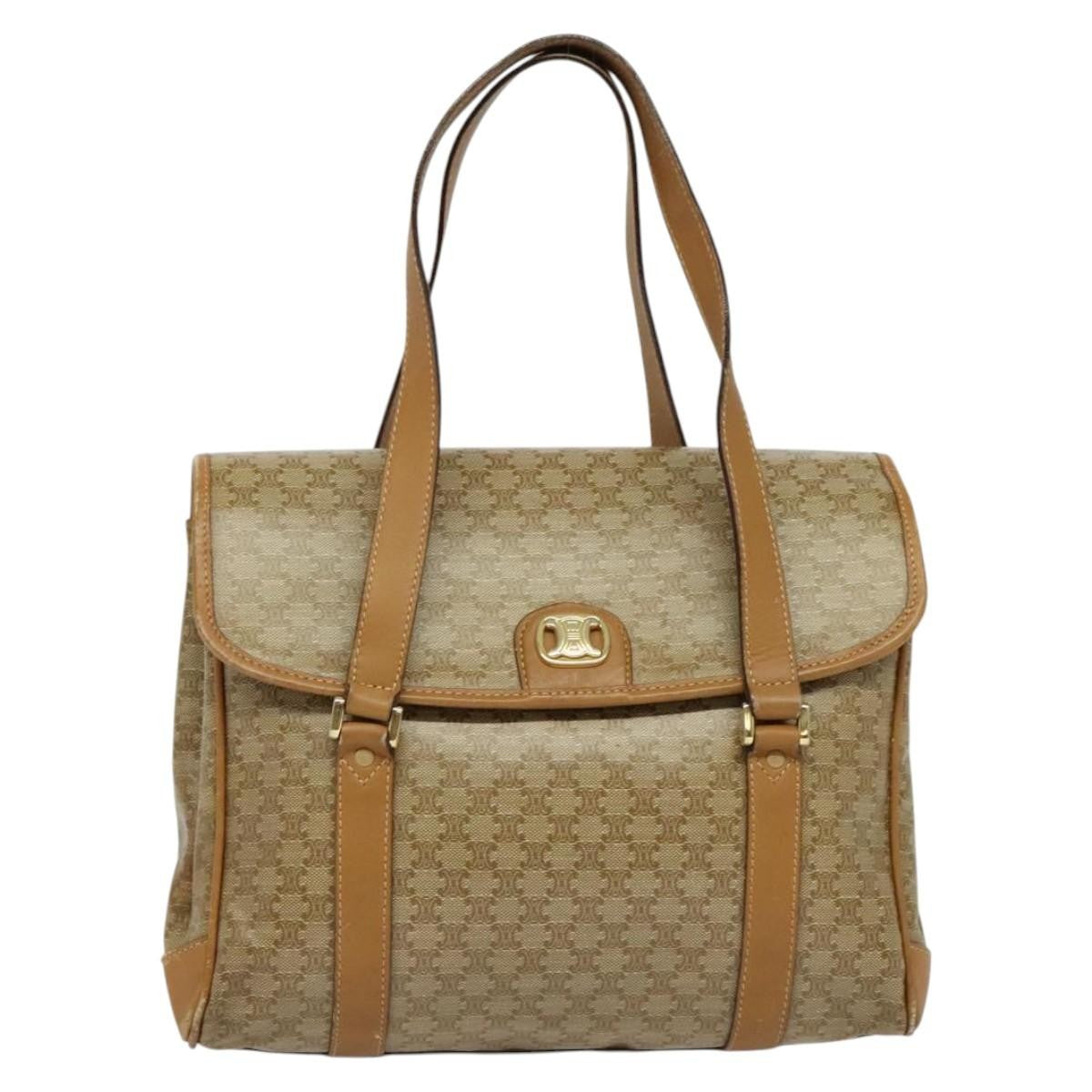 Celine Vintage Macadam Canvas Beige Canvas Bag (Pre-Owned)