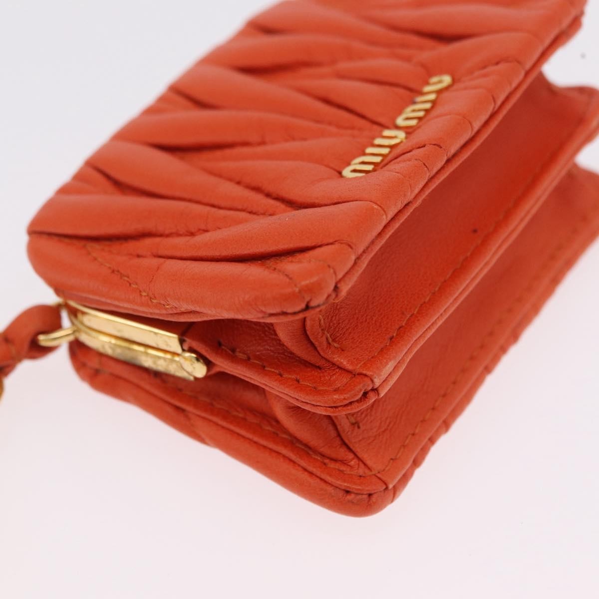Miu Miu Sword Wallet Charm Leather Matelasse Orange Leather Crossbody Bag Bag (Pre-Owned)